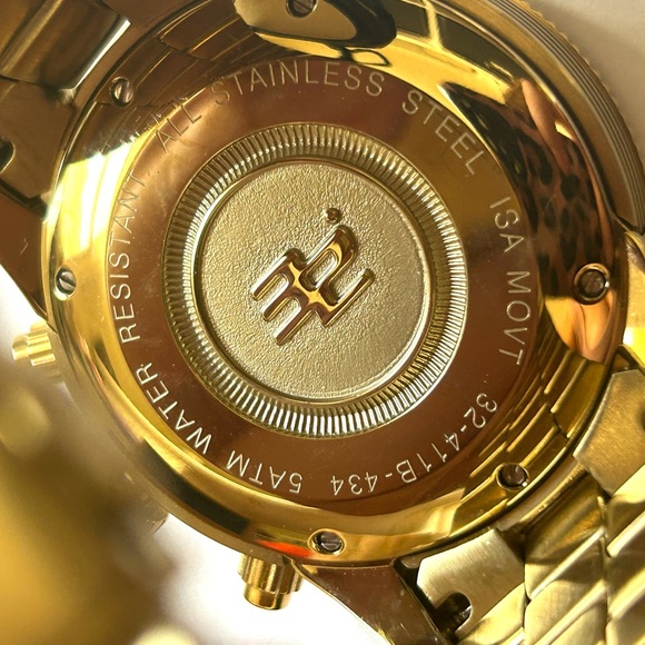 32 Degrees Gold, Green Carbon Fiber & MOP Mens Chronograph Watch NIB GIFT! - Picture 9 of 9